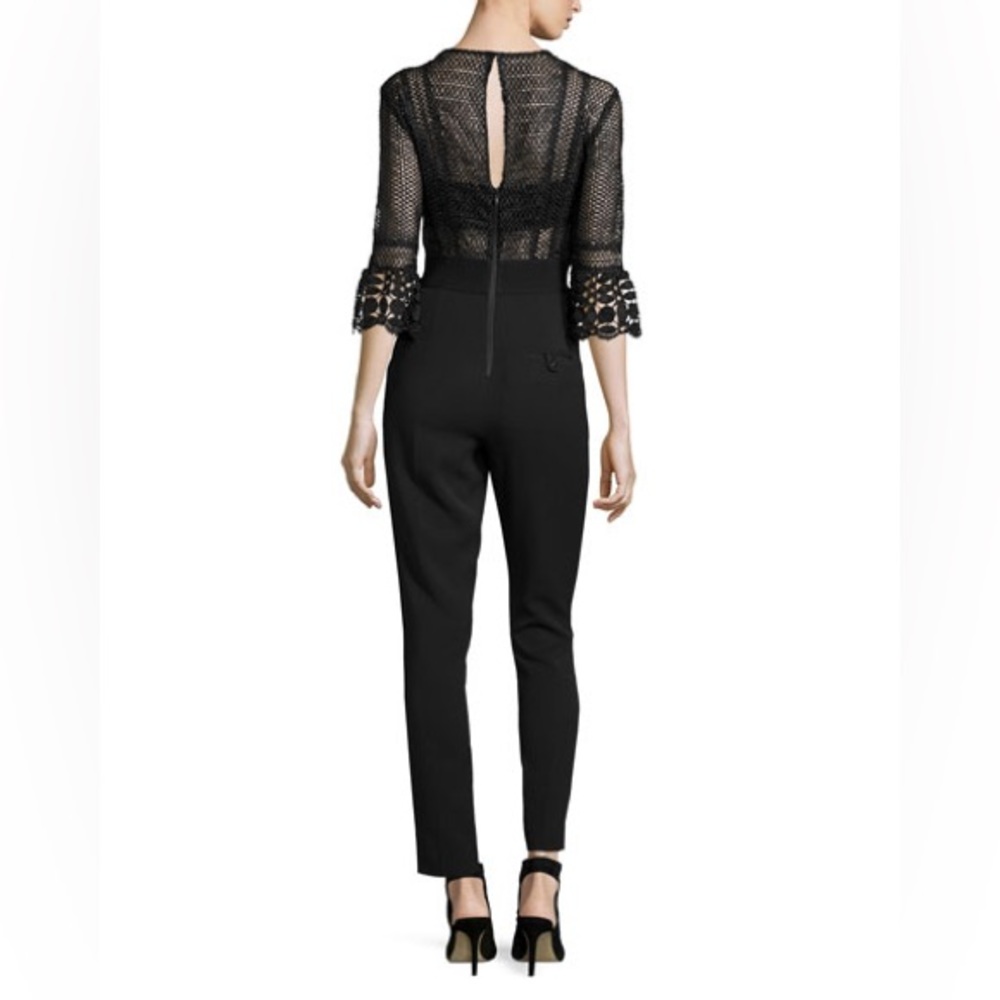 Self Portrait
3/4-Sleeve Lace & Crepe Jumpsuit, Black size XS like new . - Picture 3 of 3